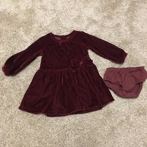Velvet burgundy dress with bloomers 12 Months